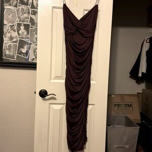 Ankle length bodycon burgundy dress, Brand: oh Polly, size: uk 10 us 6